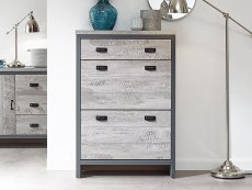 GFW GFW Boston Grey Wood Effect 2 Tier 1 Drawer Shoe Cabinet (Flat Packed)