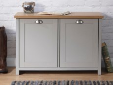 GFW GFW Lancaster Grey and Oak 2 Door Shoe Cabinet (Flat Packed)