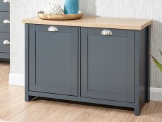 GFW GFW Lancaster Slate Blue and Oak 2 Door Shoe Cabinet (Flat Packed)