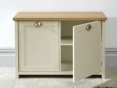 GFW Lancaster Cream and Oak 2 Door Shoe Cabinet