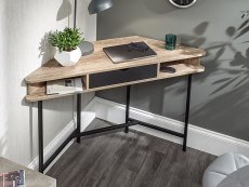 GFW GFW Telford Dark Oak and Black 1 Drawer Corner Desk (Flat Packed)
