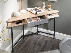 GFW GFW Telford Light Oak and Grey 1 Drawer Corner Desk (Flat Packed)