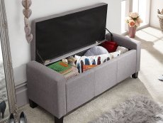 GFW Verona Grey Upholstered Fabric Storage Bench (Flat Packed)