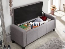 GFW GFW Verona Grey Upholstered Fabric Storage Bench (Flat Packed)