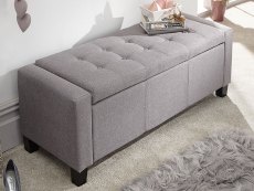 GFW Verona Grey Upholstered Fabric Storage Bench (Flat Packed)