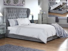GFW Dakota 5ft King Size Platinum Upholstered Fabric Ottoman Bed Frame