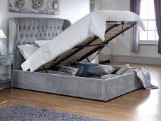 GFW GFW Dakota 5ft King Size Platinum Upholstered Fabric Ottoman Bed Frame