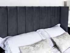 Sareer Sareer Lily 4ft6 Double Dark Grey Velvet Upholstered Fabric Bed Frame