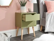 GFW GFW Nyborg Boa Green 2 Drawer Bedside Table (Flat Packed)