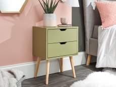 GFW Nyborg Boa Green Pair of 2 Bedside Cabinets (Flat Packed)
