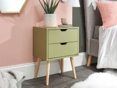 GFW Nyborg Boa Green Pair of 2 Bedside Tables (Flat Packed)