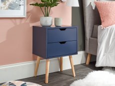 GFW GFW Nyborg Nightshadow Blue 2 Drawer Bedside Cabinet (Flat Packed)