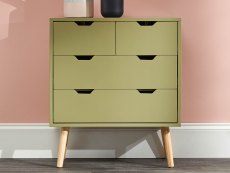 GFW Nyborg Boa Green 2+2 Drawer Chest of Drawers (Flat Packed)