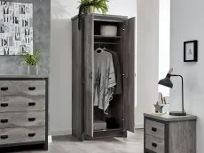 GFW GFW Boston Grey Wood Effect 3 Piece Bedroom Furniture Package