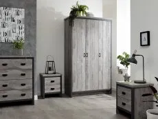 GFW GFW Boston Grey Wood Effect 4 Piece Bedroom Furniture Package