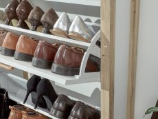 GFW GFW Berwick White and Light Oak 2 Tier Shoe Cabinet (Flat Packed)