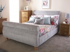 GFW GFW Chicago 5ft King Size Silver Chenille Upholstered Fabric Bed Frame