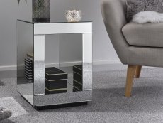 GFW GFW Capri Mirrored Cube Lamp Table (Flat Packed)
