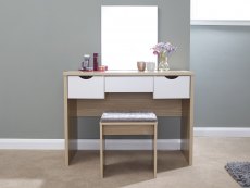 GFW GFW Elizabeth Oak and White Dressing Table and Stool (Flat Packed)