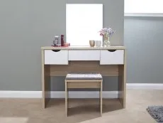 GFW Elizabeth Oak and White Dressing Table and Stool