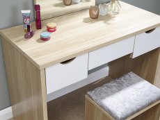GFW GFW Elizabeth Oak and White Dressing Table and Stool (Flat Packed)