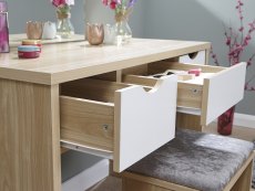 GFW GFW Elizabeth Oak and White Dressing Table and Stool (Flat Packed)
