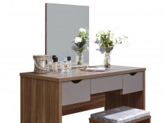 GFW GFW Elizabeth Walnut and Grey Dressing Table and Stool (Flat Packed)