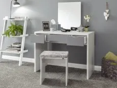 GFW GFW Elizabeth White and Grey Dressing Table and Stool