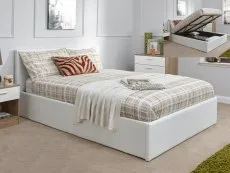 GFW GFW Ecuador White Faux Leather End Lift Ottoman Bed Frame