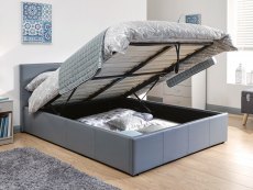 GFW Ecuador 4ft6 Double Grey Upholstered Faux Leather End Lift Ottoman Bed Frame