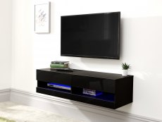 GFW Galicia 120cm Black Wall TV Cabinet With LED (Flat Packed)