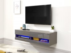 GFW GFW Galicia 150cm Grey Wall TV Cabinet With LED (Flat Packed)
