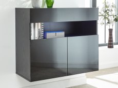 GFW GFW Galicia Black 2 Door Sideboard With LED (Flat Packed)