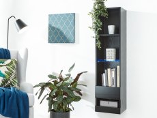GFW GFW Galicia Black Tall Shelf Unit With LED (Flat Packed)