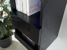 GFW GFW Galicia Black Tall Shelf Unit With LED (Flat Packed)