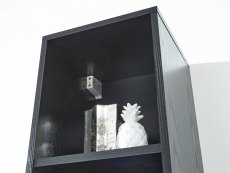 GFW GFW Galicia Black Tall Shelf Unit With LED (Flat Packed)