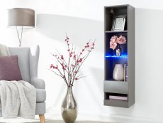 GFW Galicia Grey Tall Shelf Unit With LED (Flat Packed)
