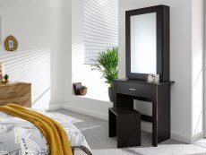 GFW GFW Hobson Espresso 1 Drawer Mirrored Storage Unit and Stool (Flat Packed)