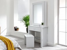 GFW GFW Hobson White 1 Drawer Mirrored Storage Unit and Stool (Flat Packed)