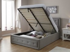 GFW GFW Hollywood 4ft6 Double Stone Grey Upholstered Fabric Ottoman Bed Frame