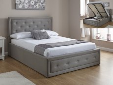 GFW Hollywood 5ft King Size Stone Grey Upholstered Fabric Ottoman Bed Frame
