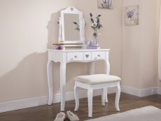 GFW GFW Heart White 2 Drawer Dressing Table and Stool (Flat Packed)