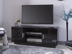 GFW GFW Lima Black High Gloss 2 Door TV Cabinet (Flat Packed)