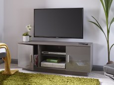 GFW GFW Lima Grey High Gloss 2 Door TV Cabinet (Flat Packed)
