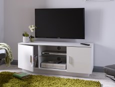 GFW GFW Lima White High Gloss 2 Door TV Cabinet (Flat Packed)