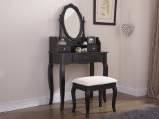 GFW Lumberton Black 3 Drawer Dressing Table and Stool (Flat Packed)