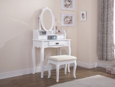 GFW Lumberton White 3 Drawer Dressing Table and Stool (Flat Packed)
