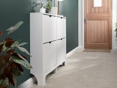 GFW GFW Osaka White 4 Drawer Narrow Shoe Cabinet (Flat Packed)