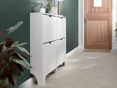 GFW GFW Osaka White 4 Drawer Narrow Shoe Cabinet