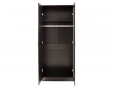 GFW GFW Ottawa Black High Gloss 2 Door 1 Mirror Double Wardrobe (Flat Packed)